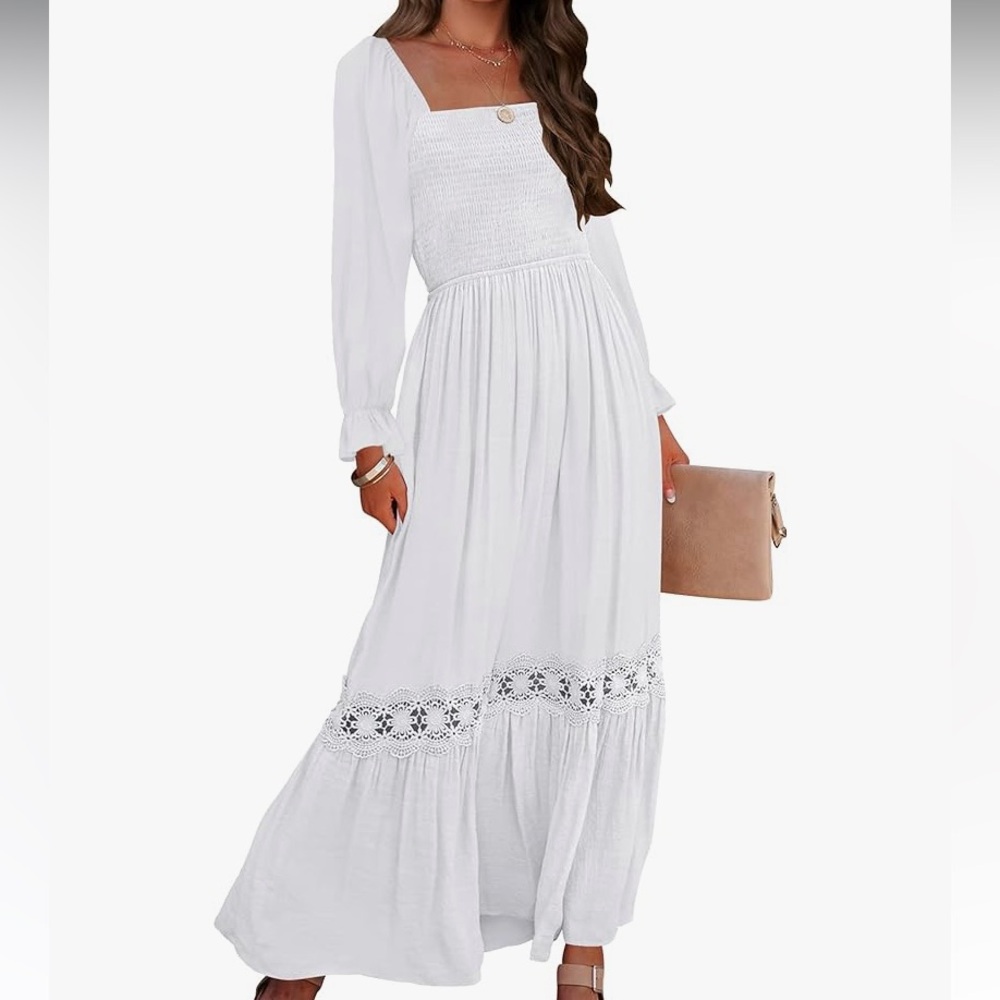 Lace trim maxi dress